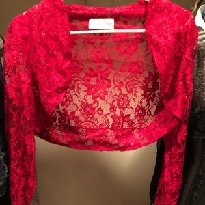 Red lace long sleeve perfect for gowns